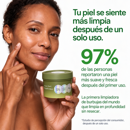 AUVEN™ Mascarilla Facial Burbujeante de Albahaca Sagrada + PHA