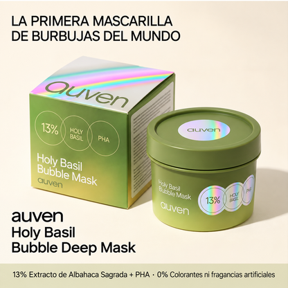 AUVEN™ Mascarilla Facial Burbujeante de Albahaca Sagrada + PHA